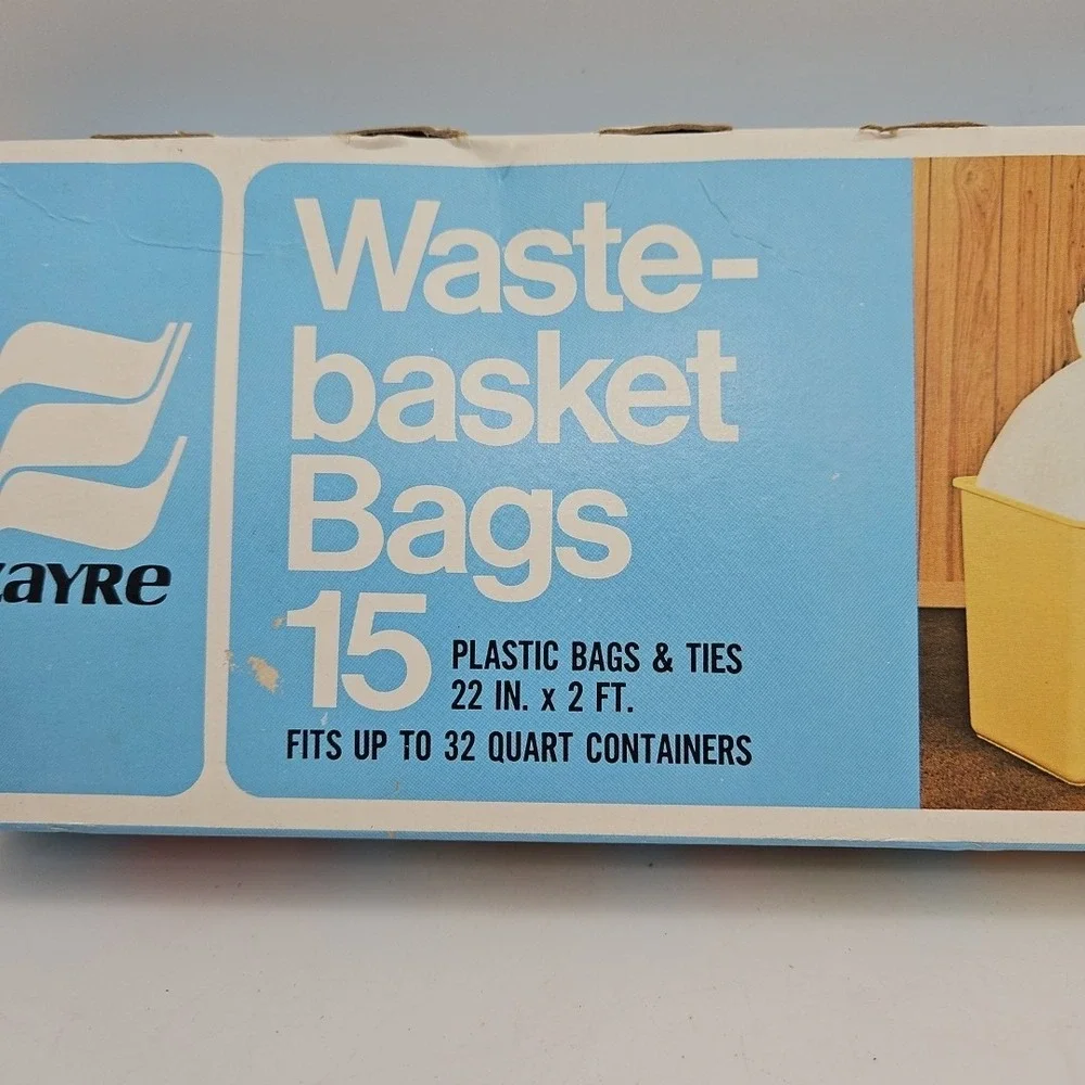 Vintage Zayre Waste Basket Bags Brand New Deadstock NOS 70s 80s 15 Plastic Bags